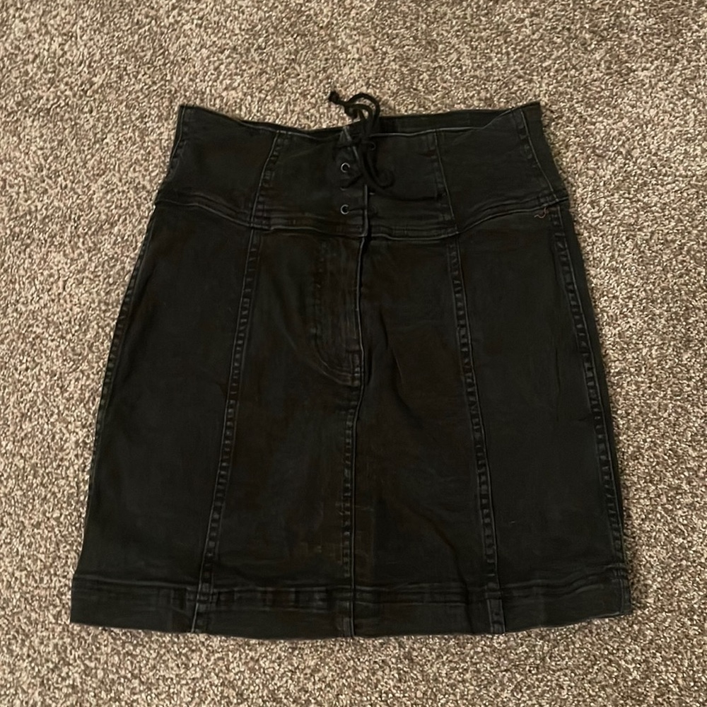 Free people black denim skirt